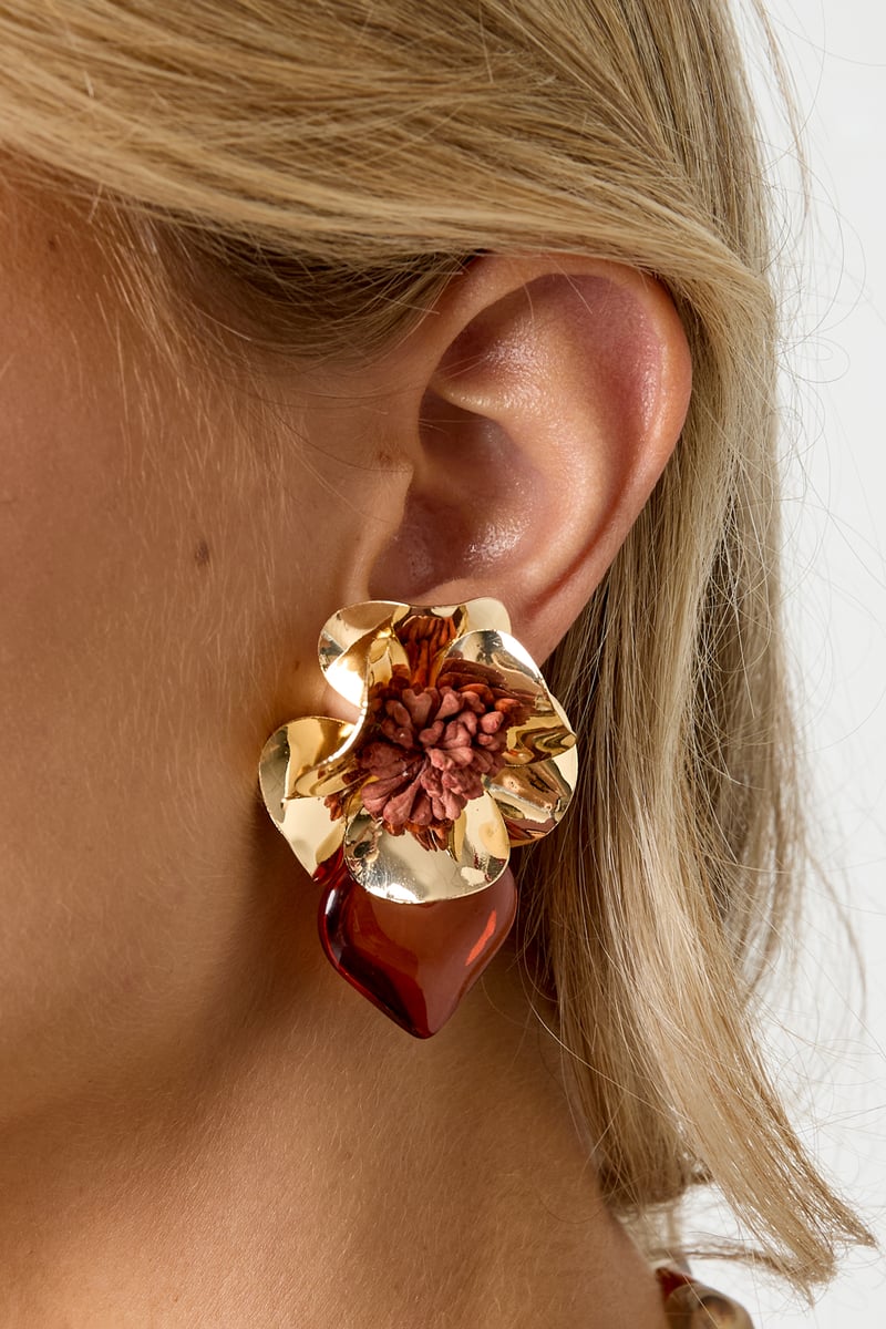 Iron Drop Earrings Flower