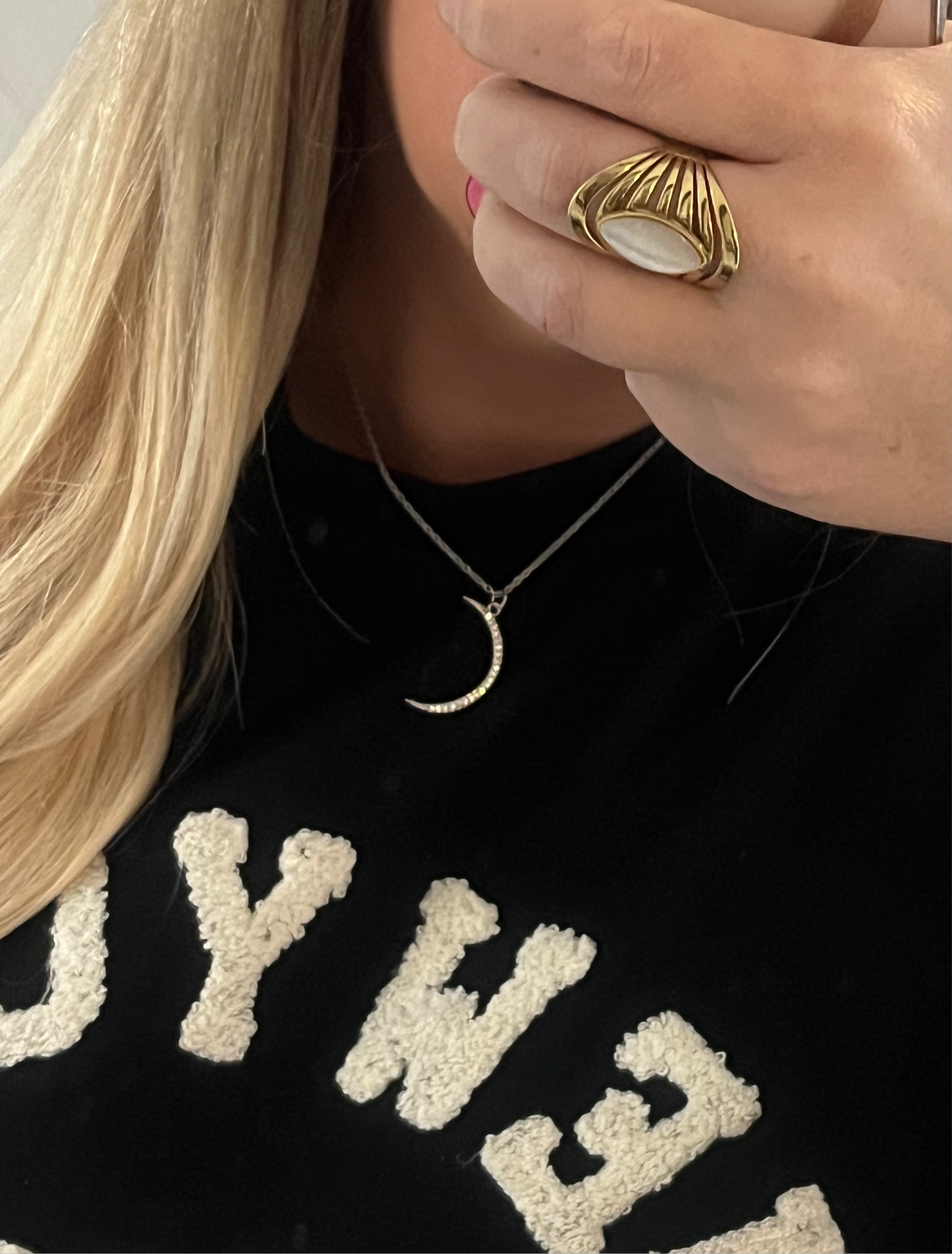 Moon Diamond Necklace | Gold K009