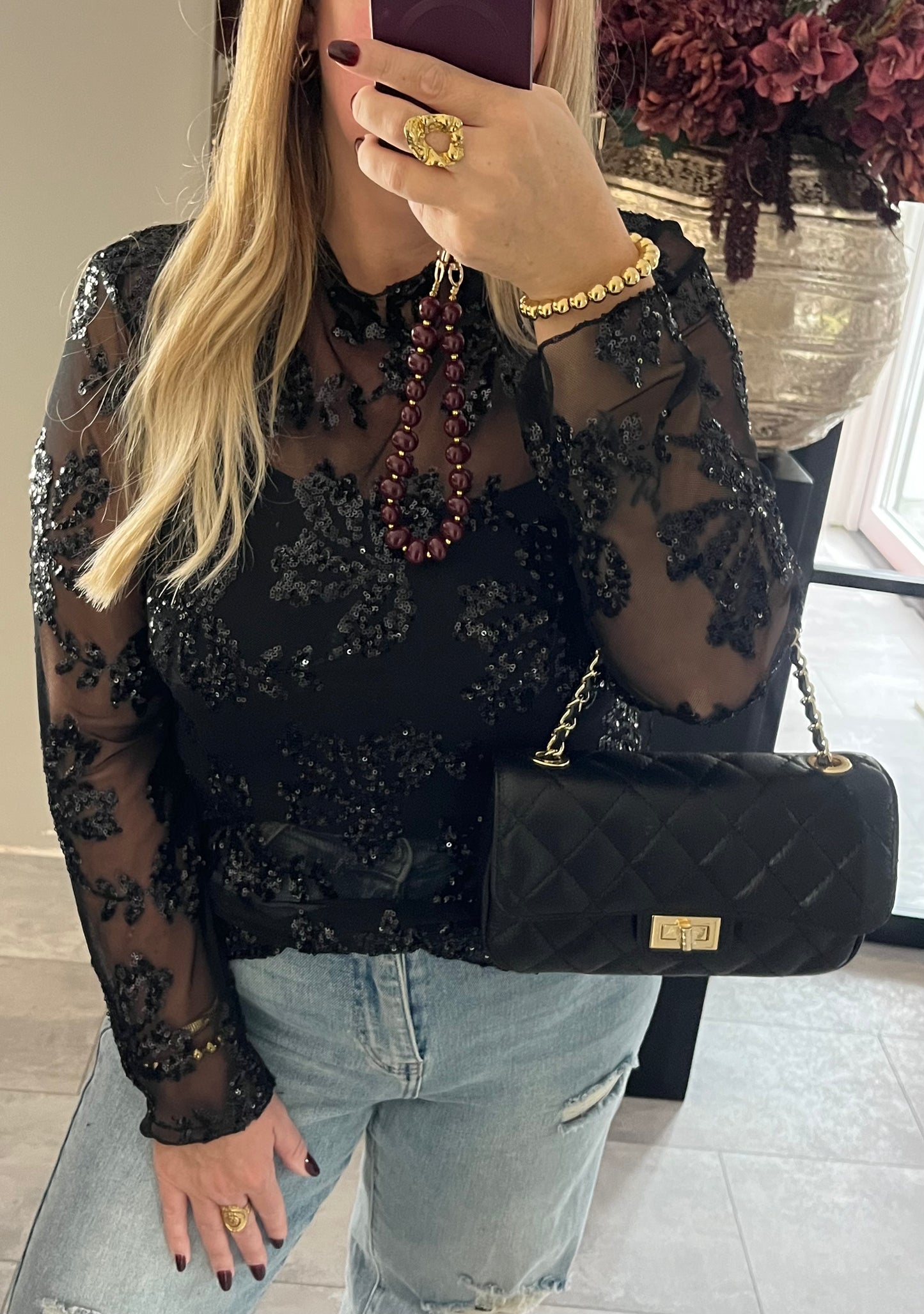 Girls Night Out Mesh Top Zwart | Plussize 🖤