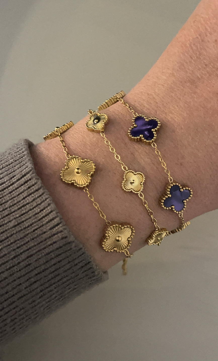 Bracelet Clover Big | Blauw/paars