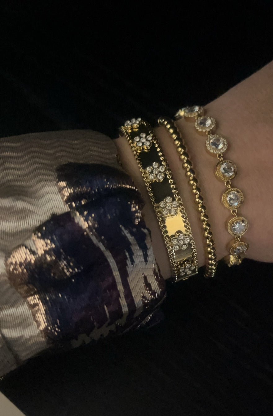 Bracelet Fleur Strass | Or