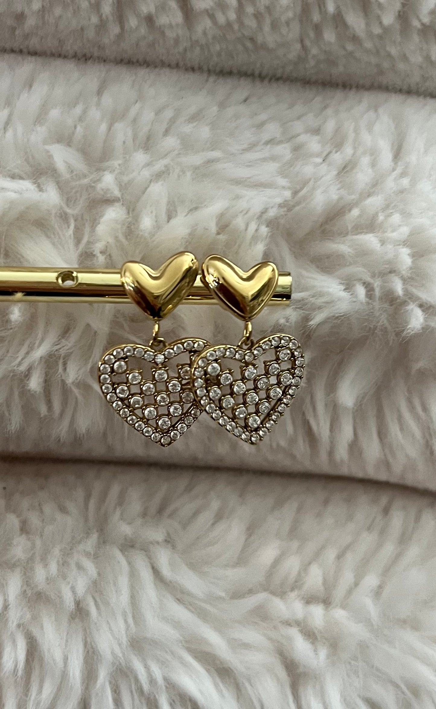 Oorknoppen Double Hearts | Goud