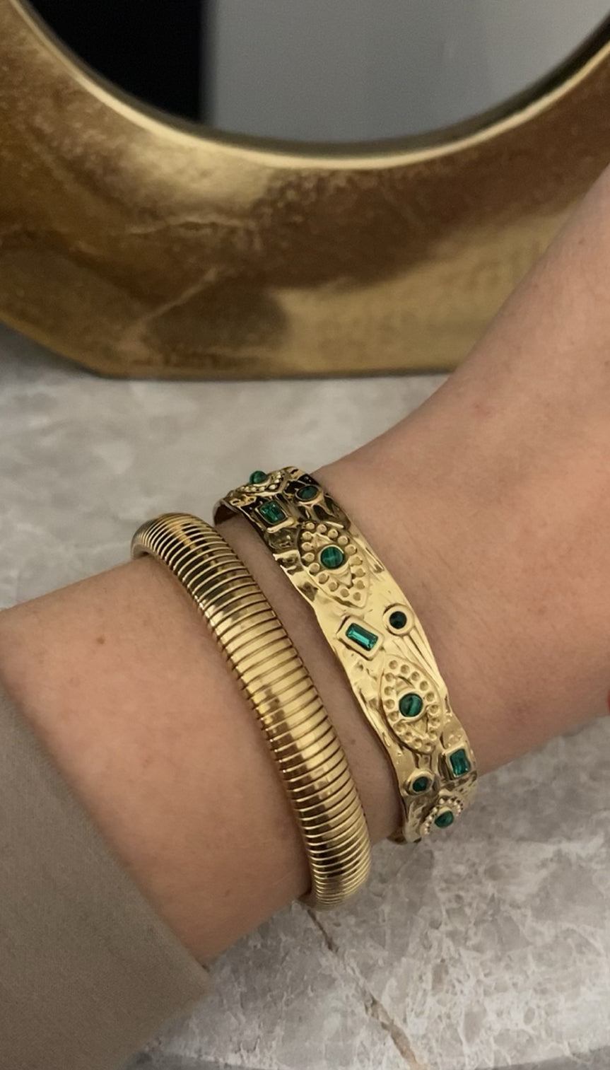 Demi Bangle | Green/Gold