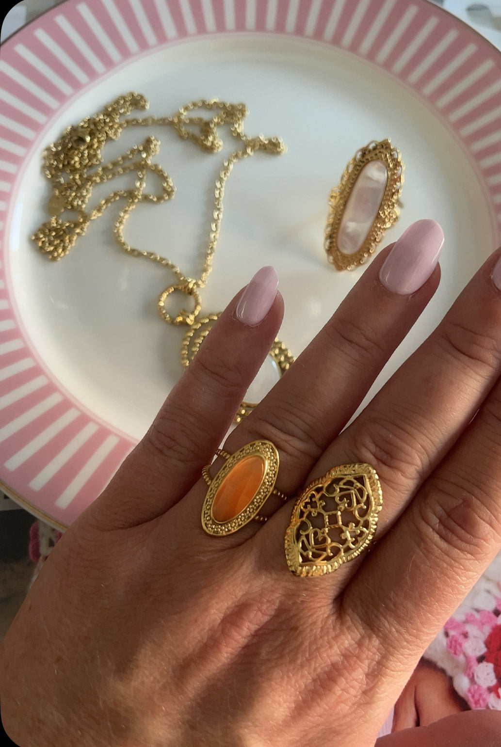 Bohemian Ring Orange Stone Small