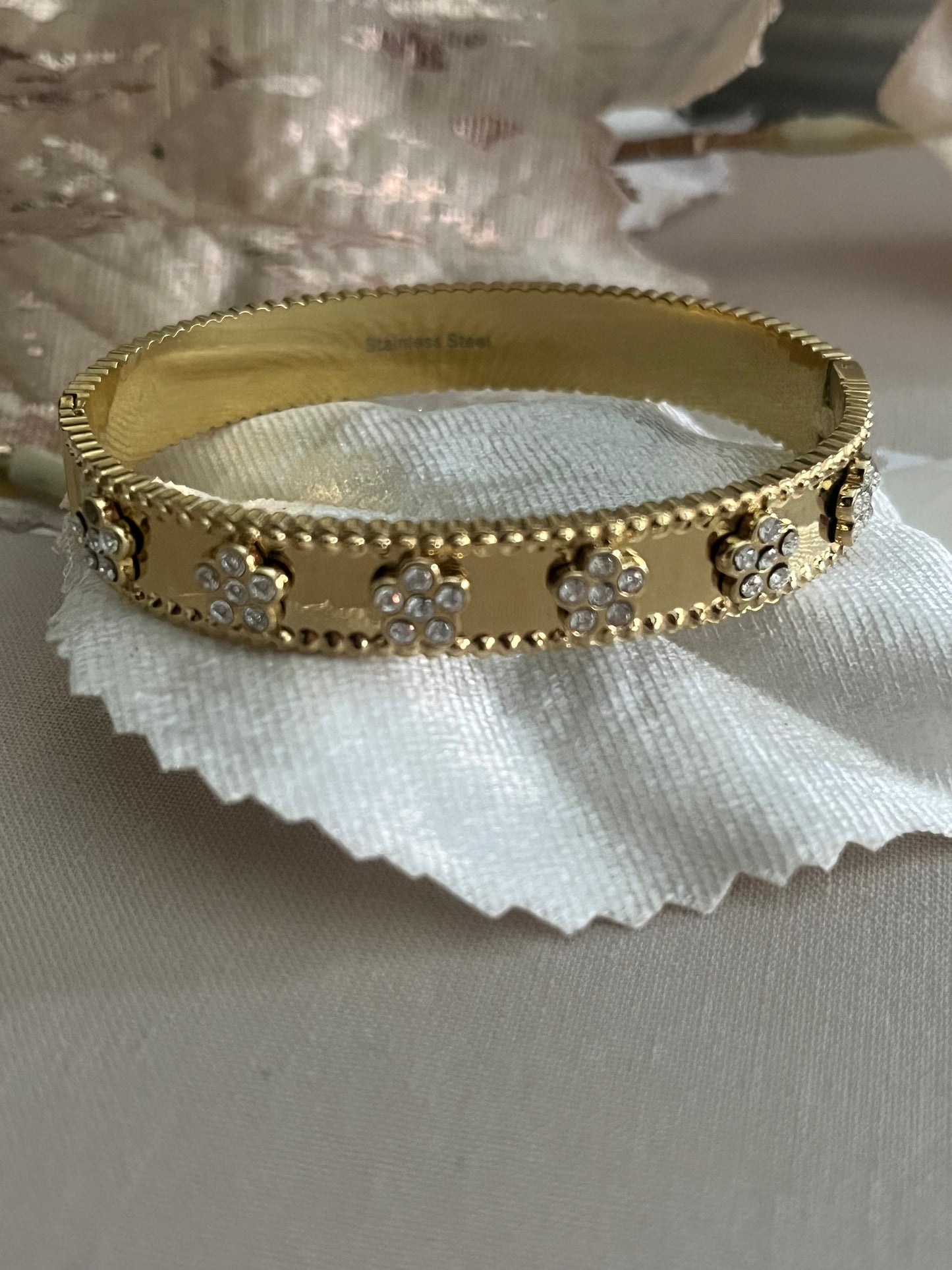 Bracelet Fleur Strass | Or