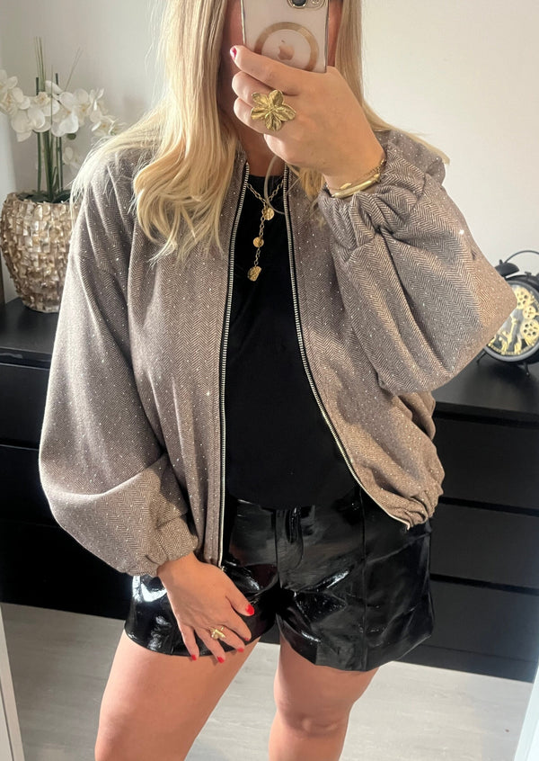 Veste en strass | Taupe