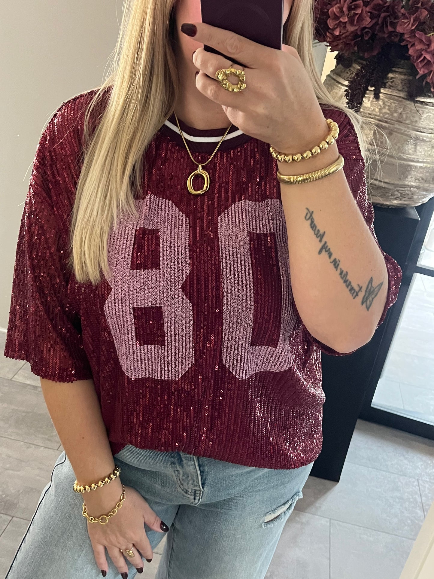 Melody Pailletten Top | Bordeaux