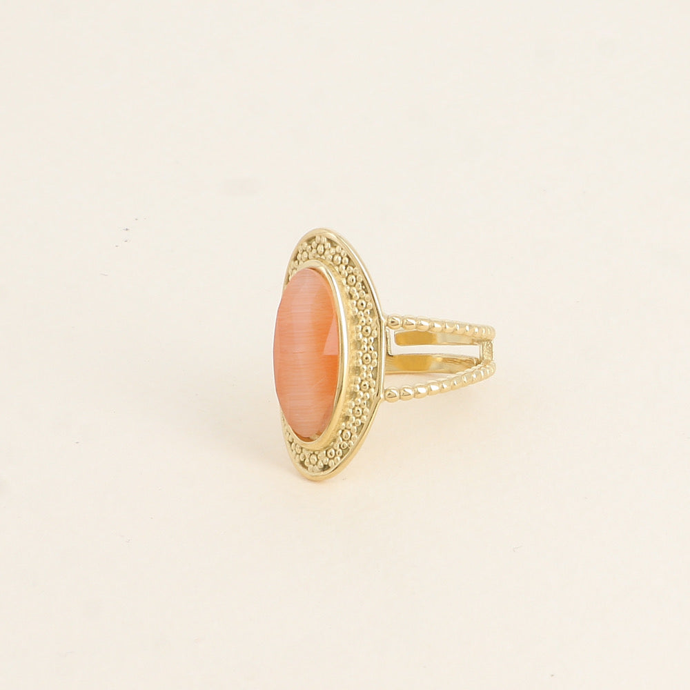Bohemian Ring Orange Stone Small