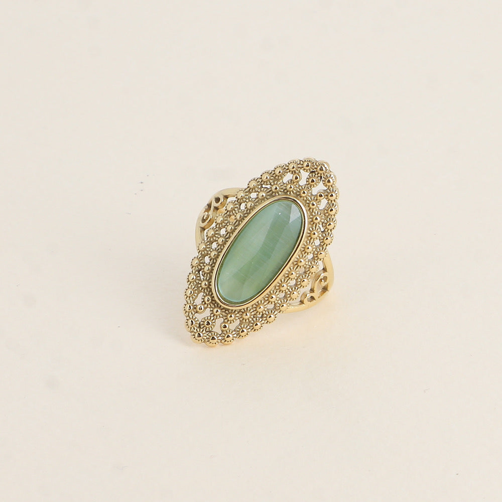 Bague Bohème Pierre Verte | R004