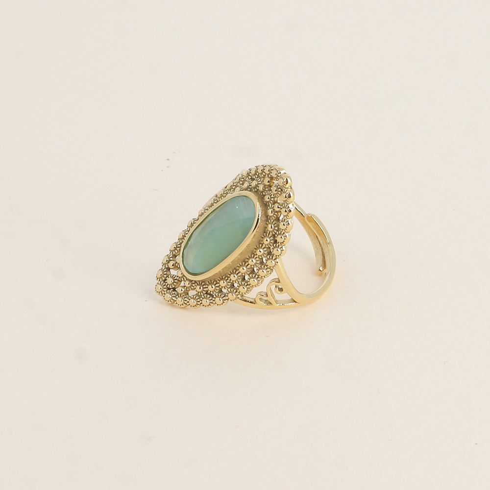 Bague Bohème Pierre Verte | R004