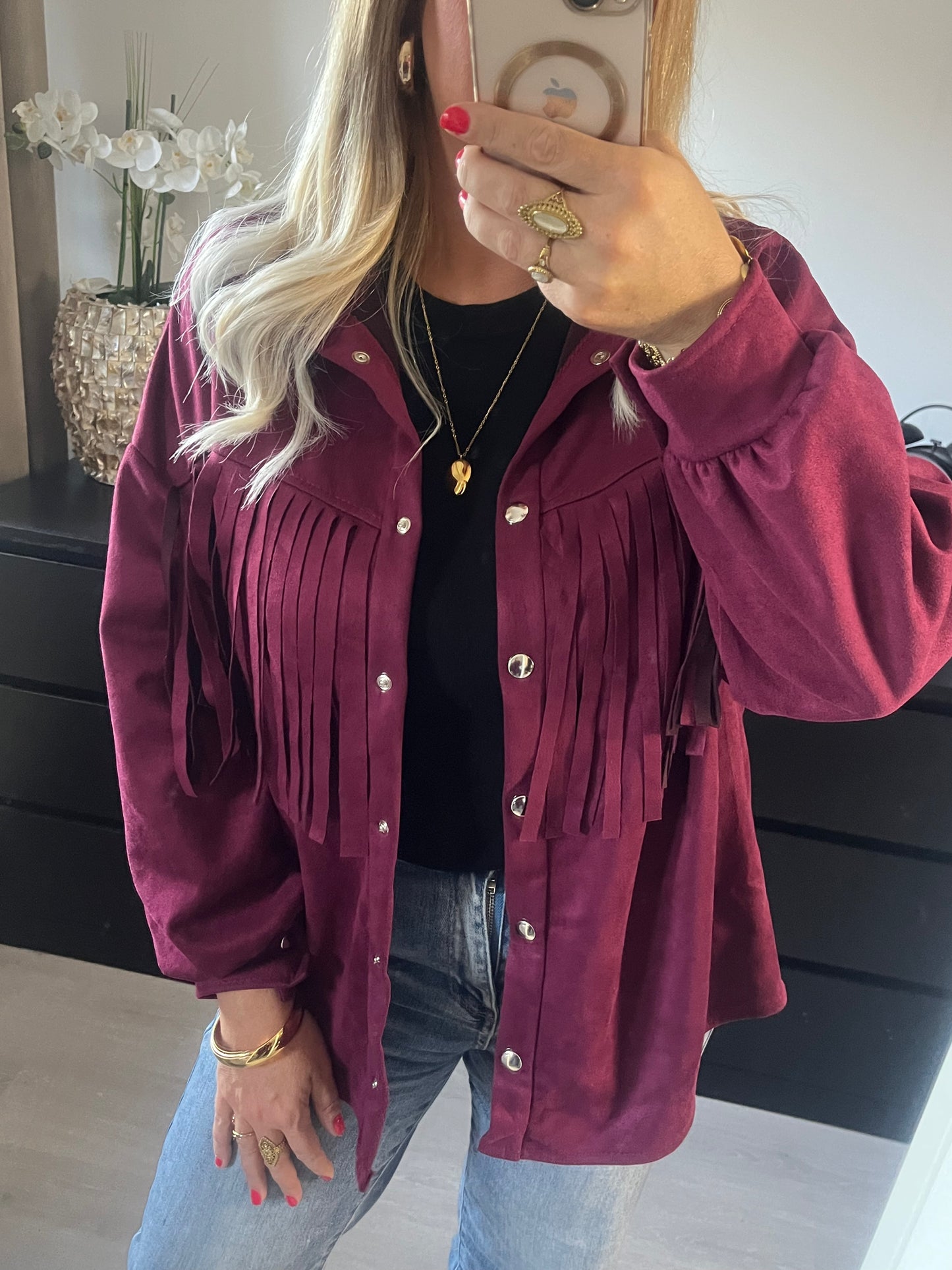 Top Celeste Franjes | Bordeaux
