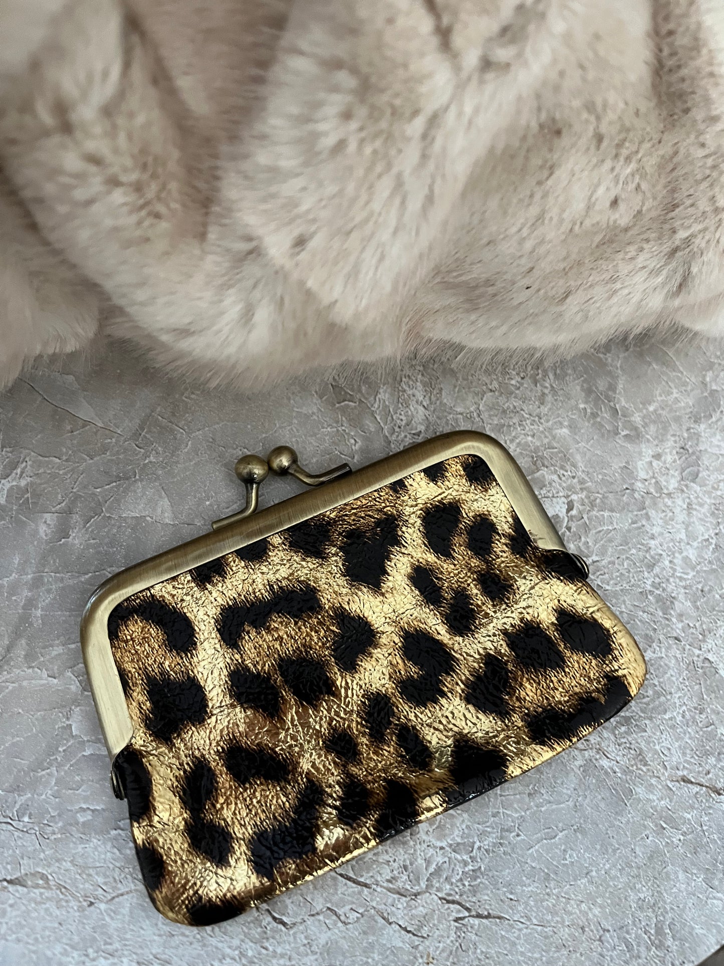 Gigi Portemonnee Luipaard | Goud Metallic