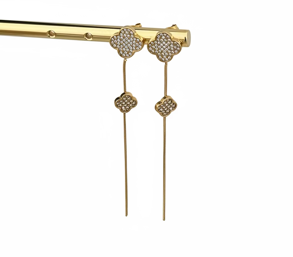 Earrings Clover Double Strass