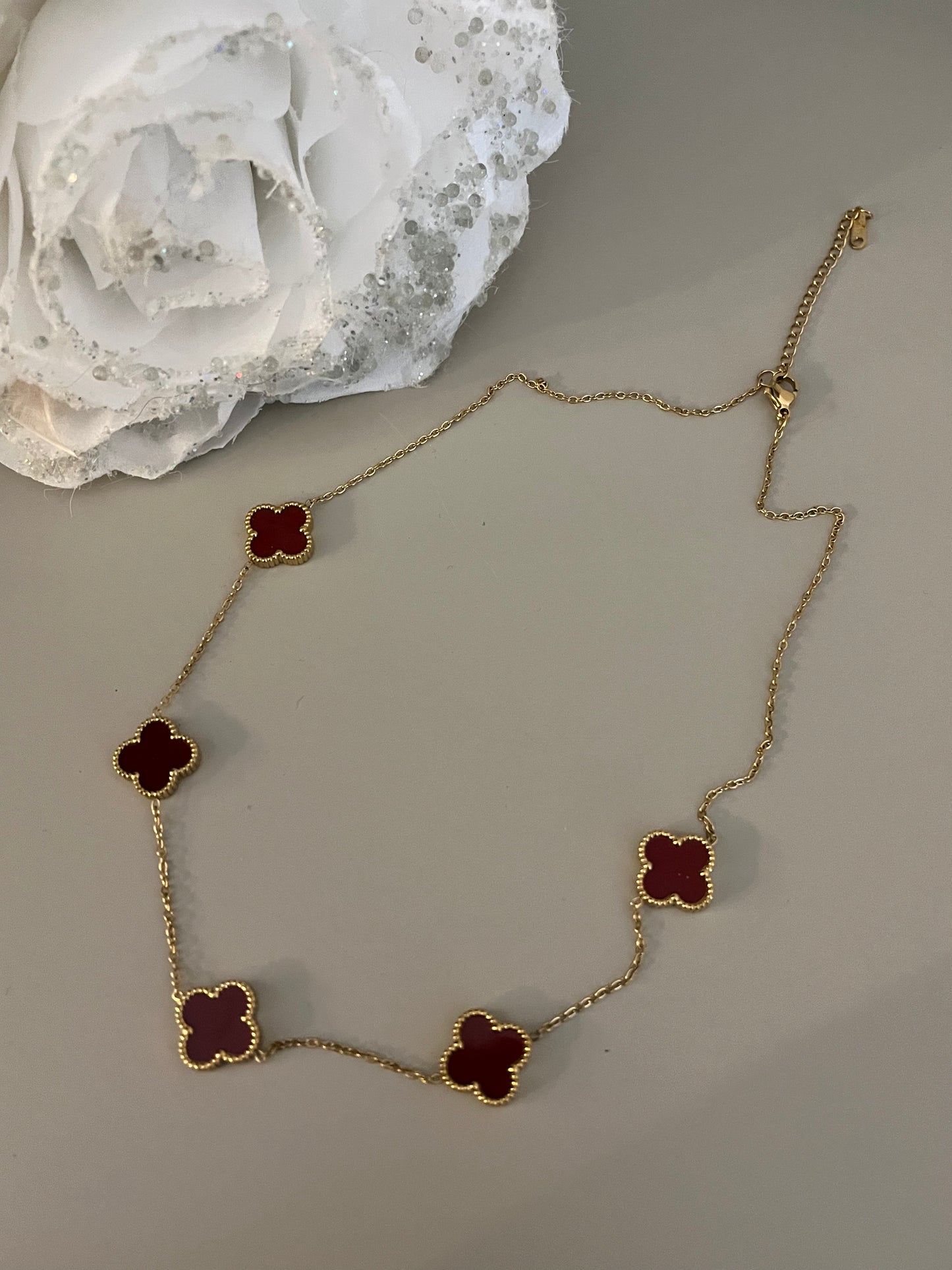 Necklace Big Clover | Bordeaux