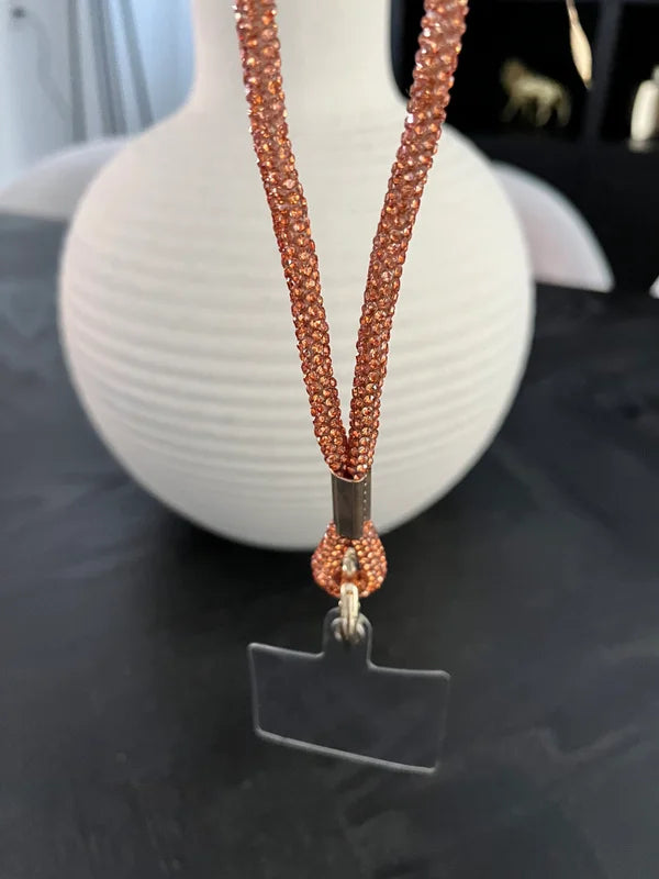 Cordon téléphonique pailleté orange