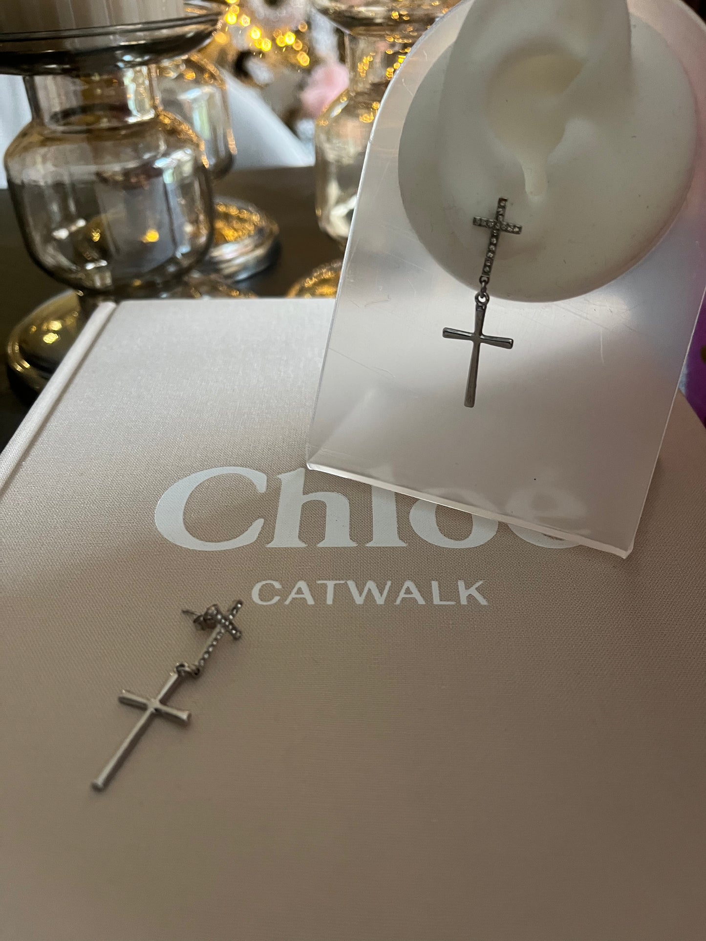 Boucles d'oreilles Double Croix | Argent
