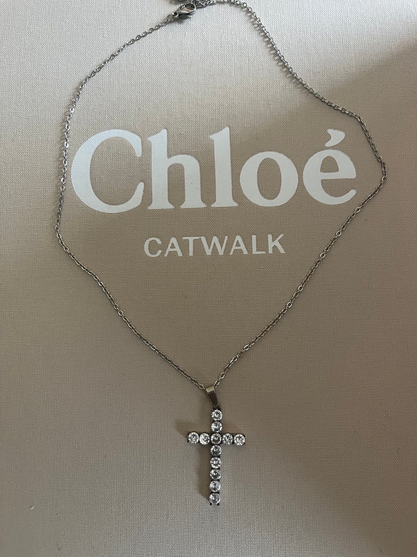 Collier Croix Strass | Argent