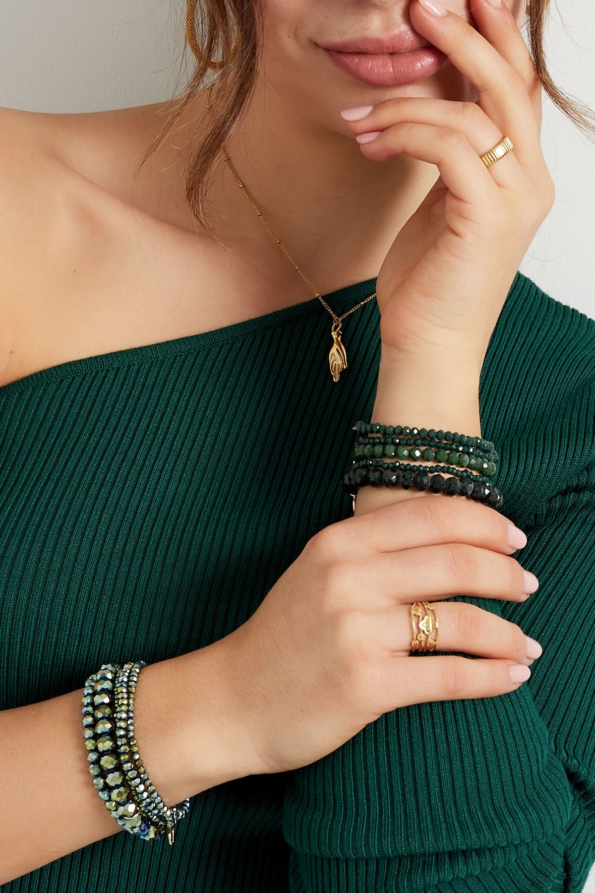 Bracelet Perles de Cristal | Gris