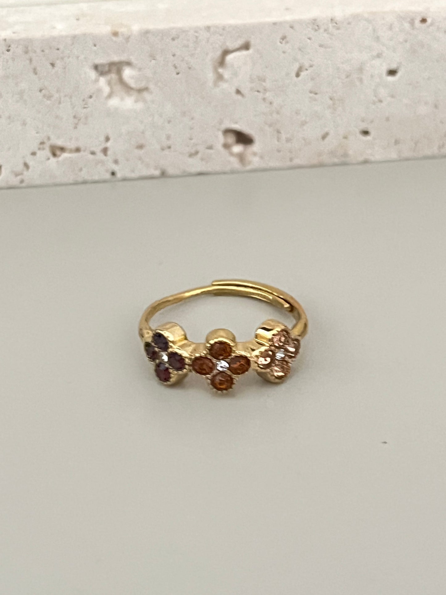 Clover Ring Strass | Goud/Bruin