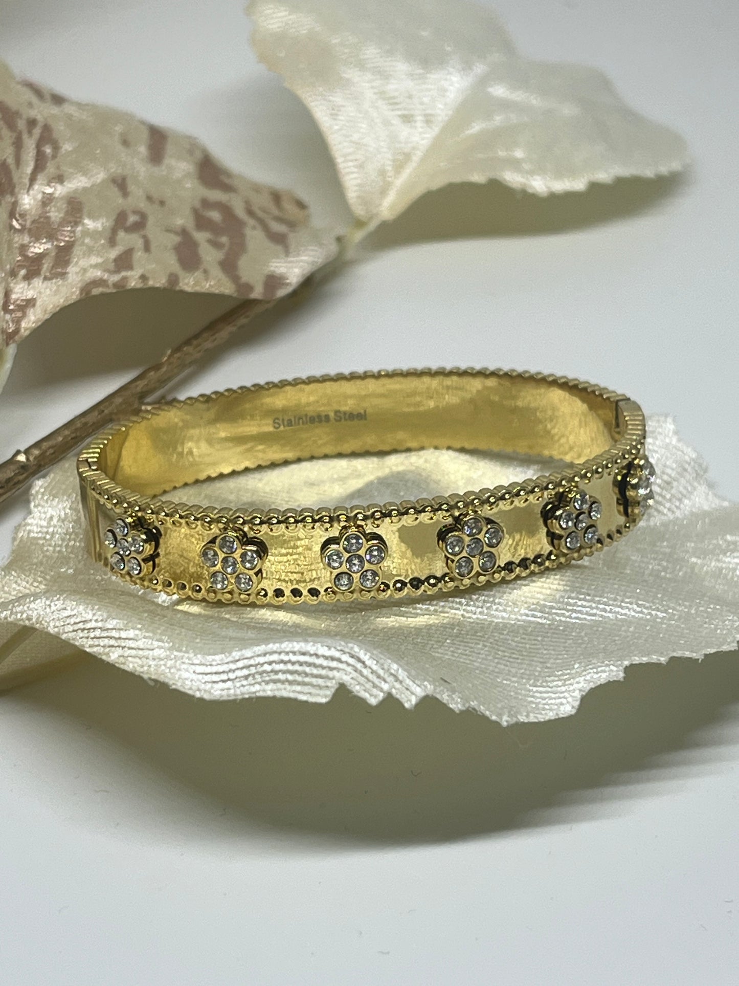 Bracelet Fleur Strass | Or
