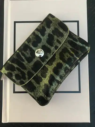 Portefeuille Léopard Petit | Vert métallique