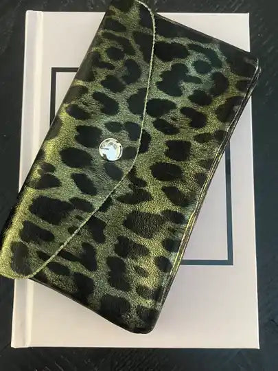Portefeuille Léopard Grand | Vert métallique