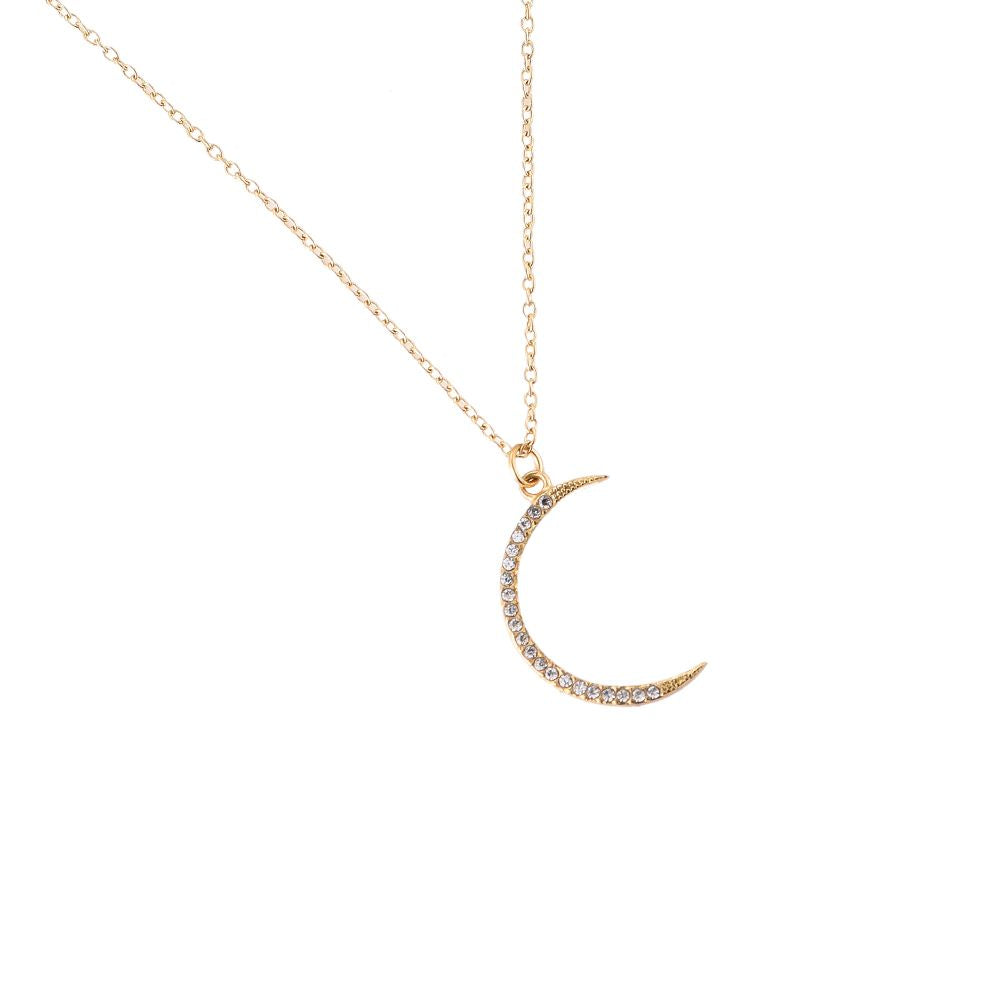 Moon Diamond Necklace | Goud