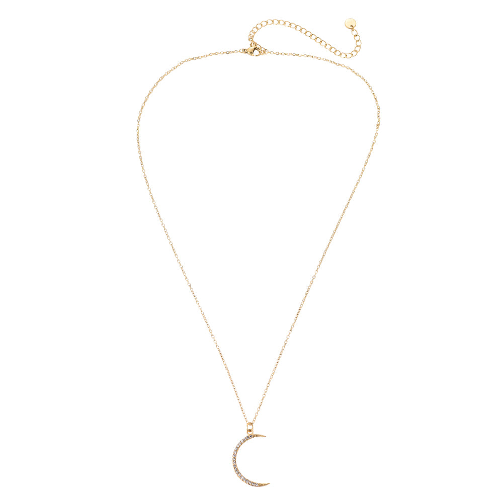 Moon Diamond Necklace | Goud