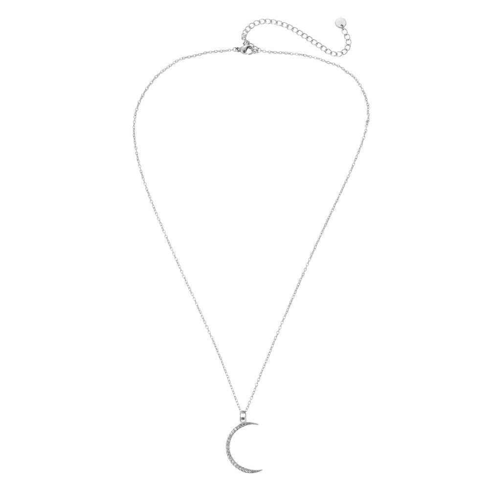 Moon Diamond Necklace | Zilver