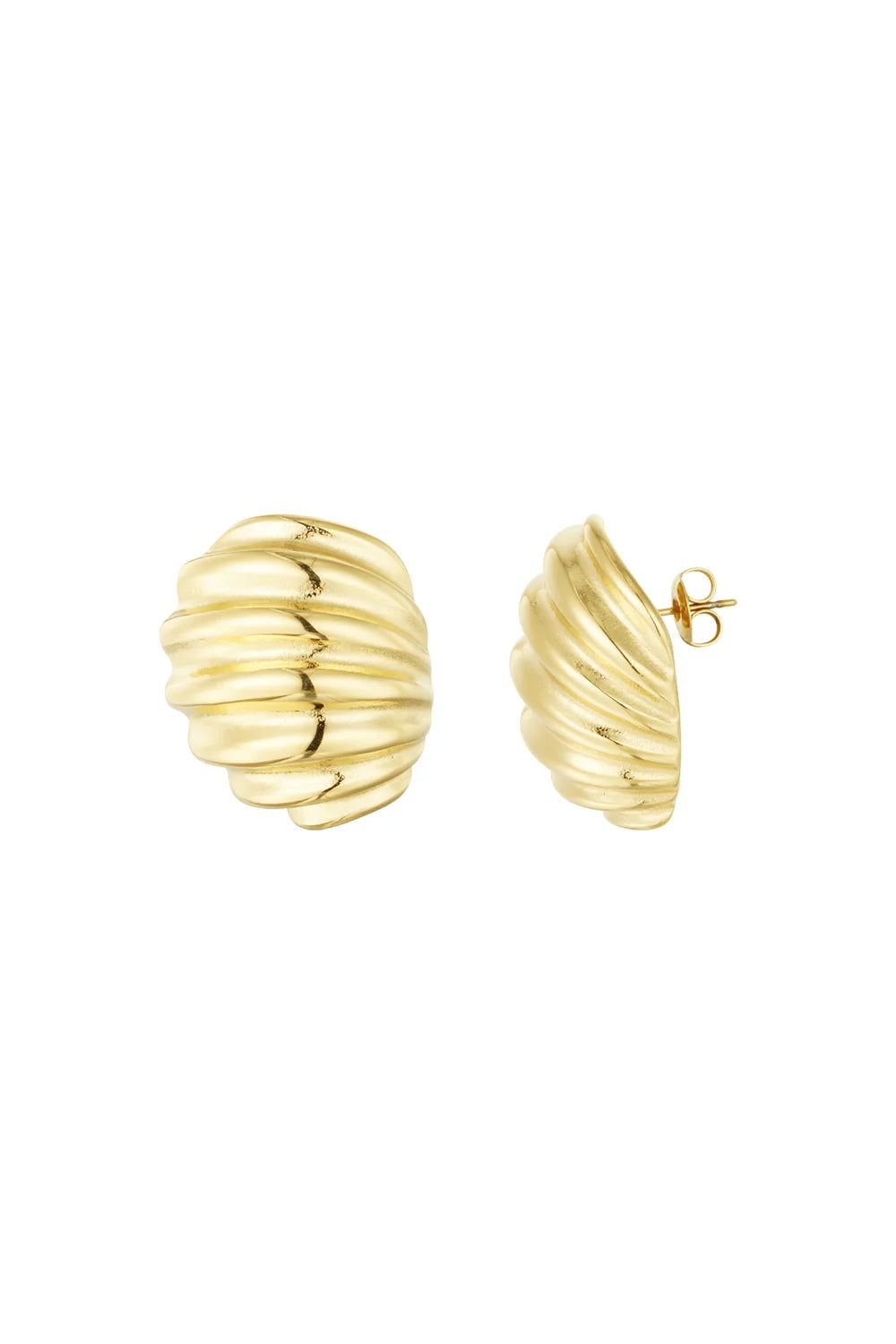 Oorknoppen Ribbed Basic | Gold