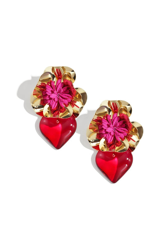 Iron Drop Earrings Flower 
