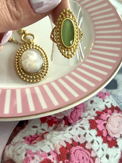 Bohemian Ring Green Stone | R004