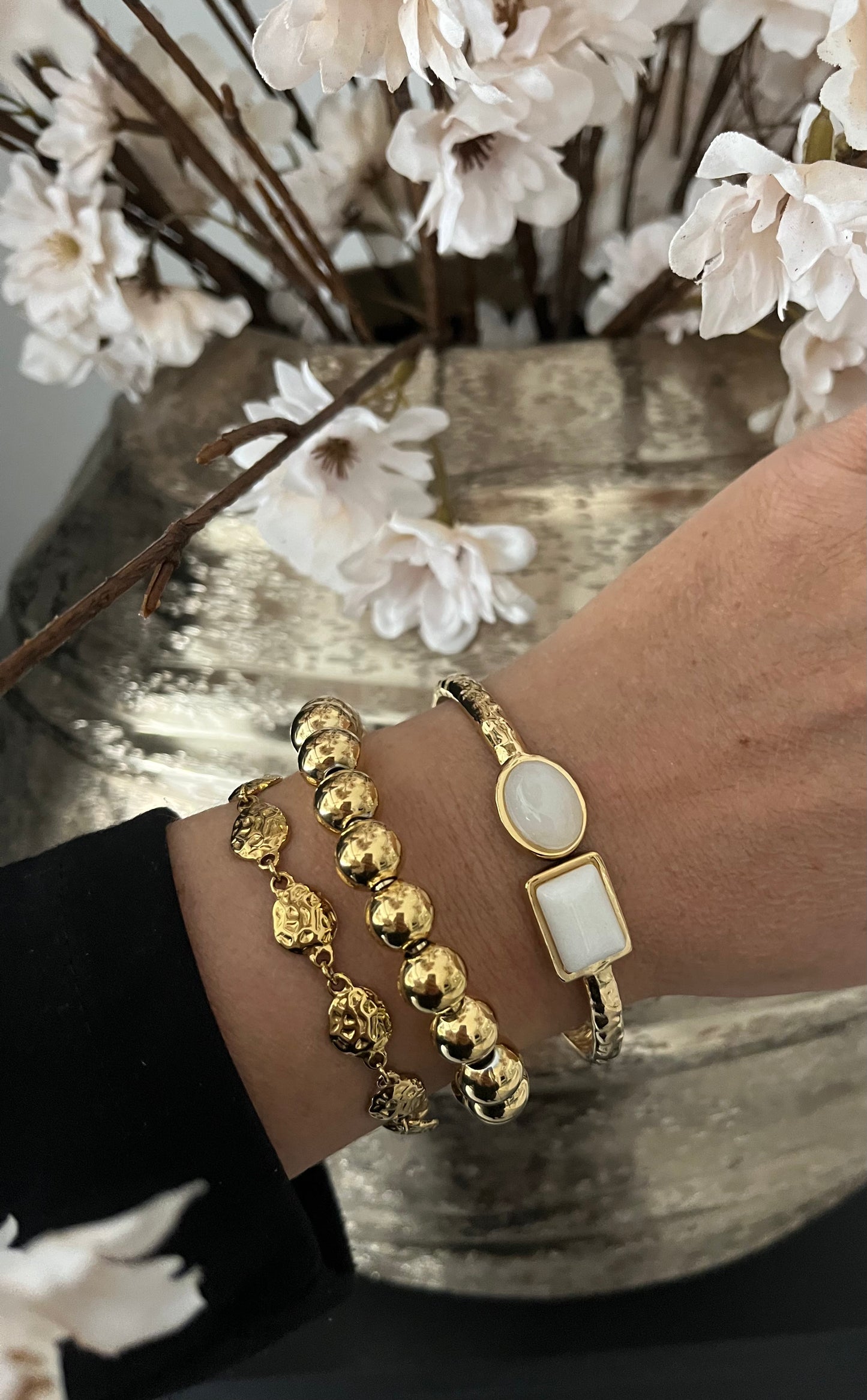 Destiny Stone Bangle | White