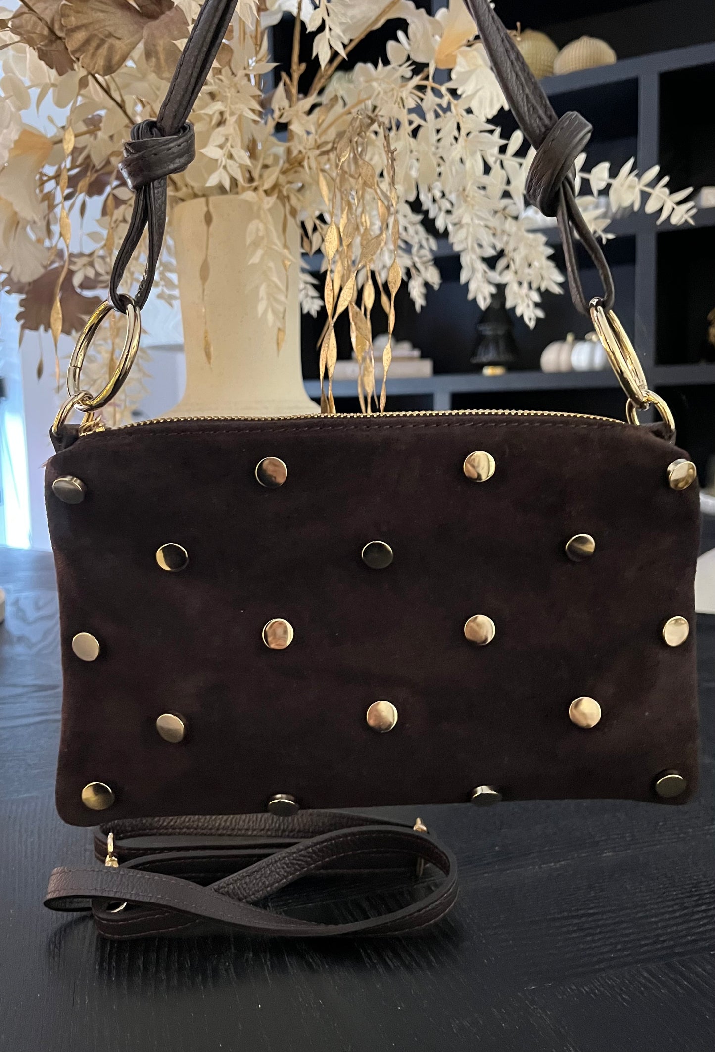 Chiara Studded Bag | Donkerbruin