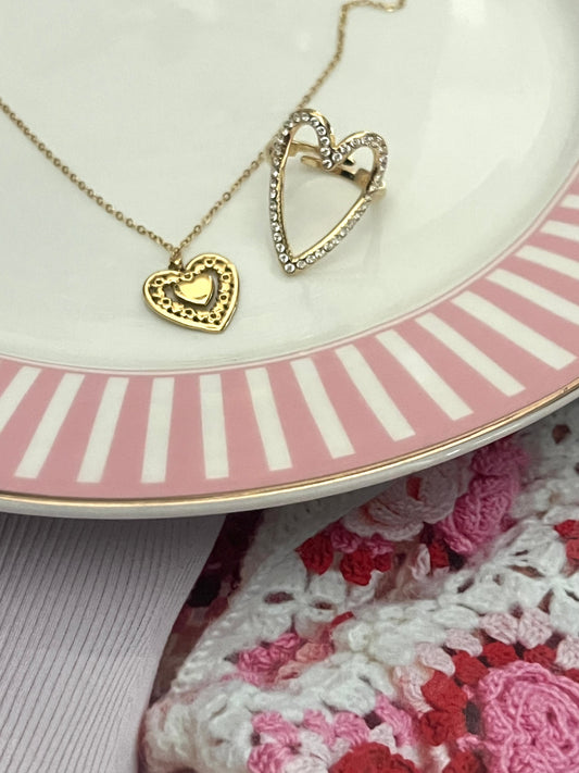Ring Heart Strass | Gold