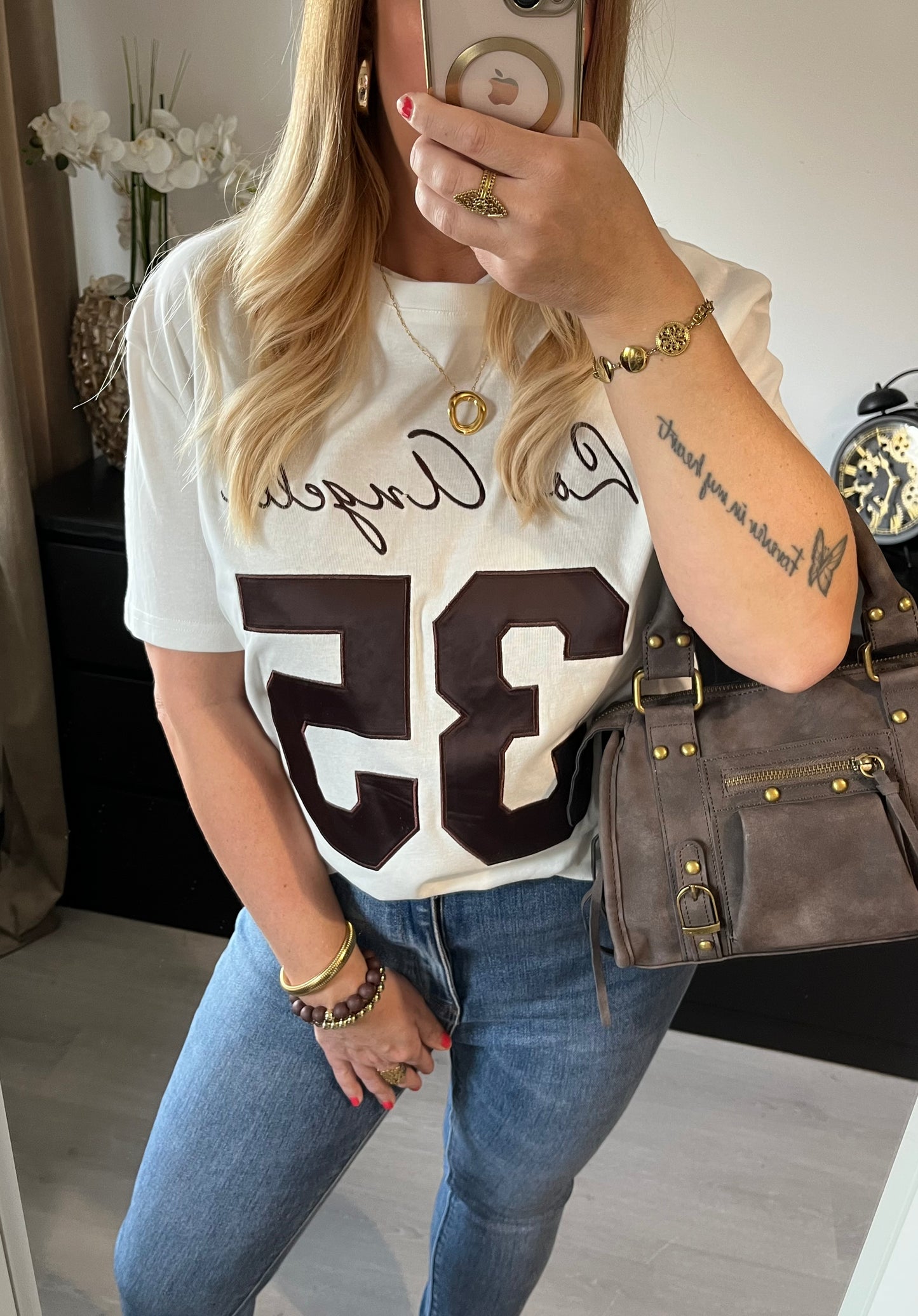 Shirt Los Angeles Ambika | Wit/Bruin