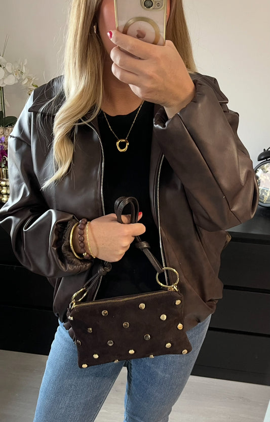 Chiara Studded Bag | Donkerbruin