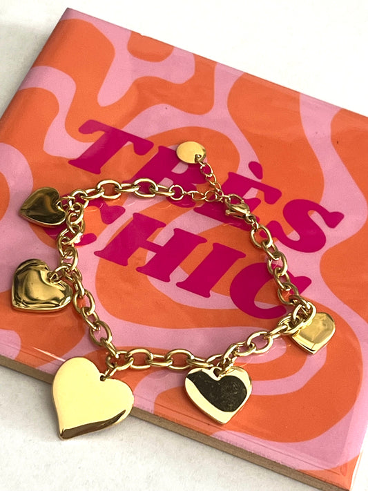 Bracelet à breloques Coeurs | A008