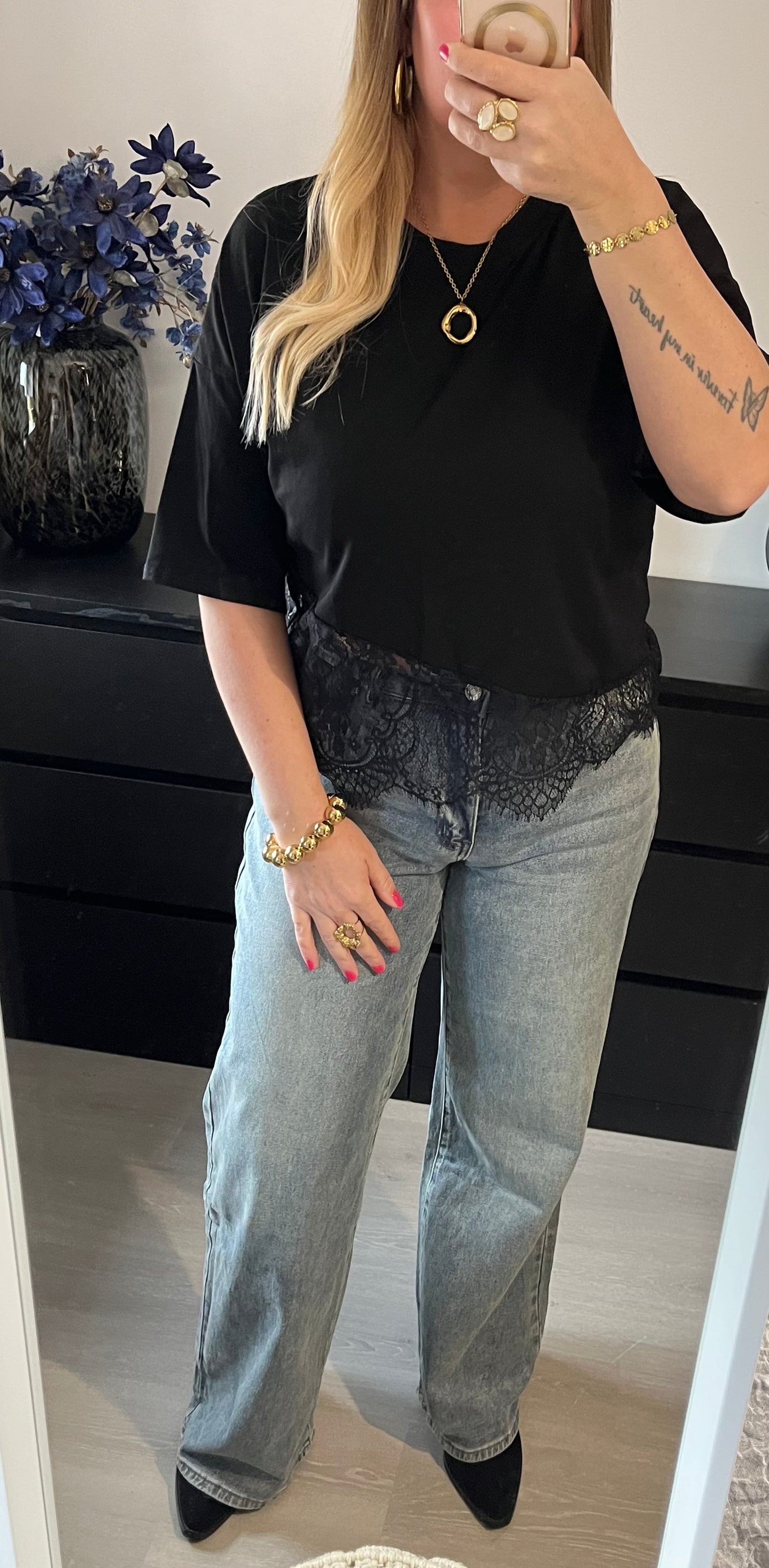 Lace Shirt | Zwart