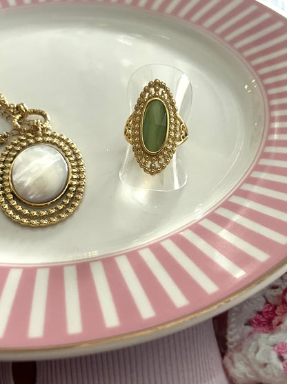 Bohemian Ring Green Stone | R004