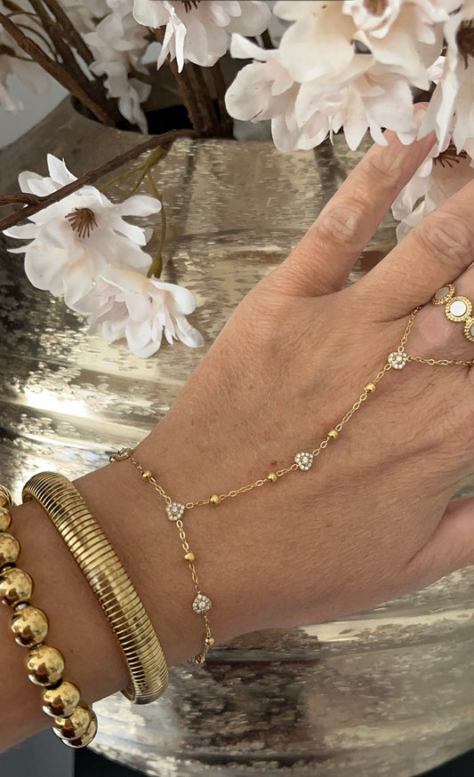 Heart Hand Chain Strass | Goud