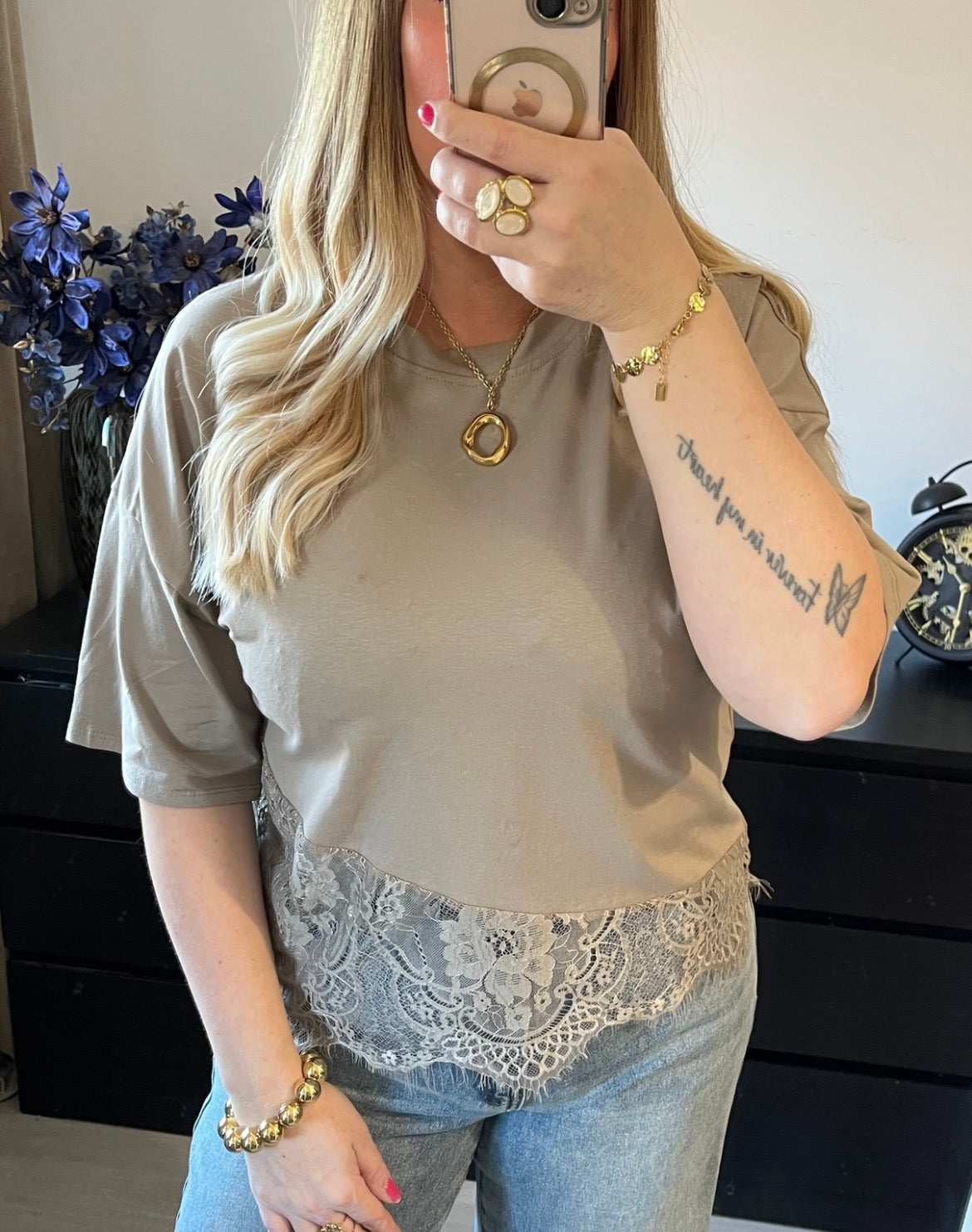 Lace Shirt | Taupe