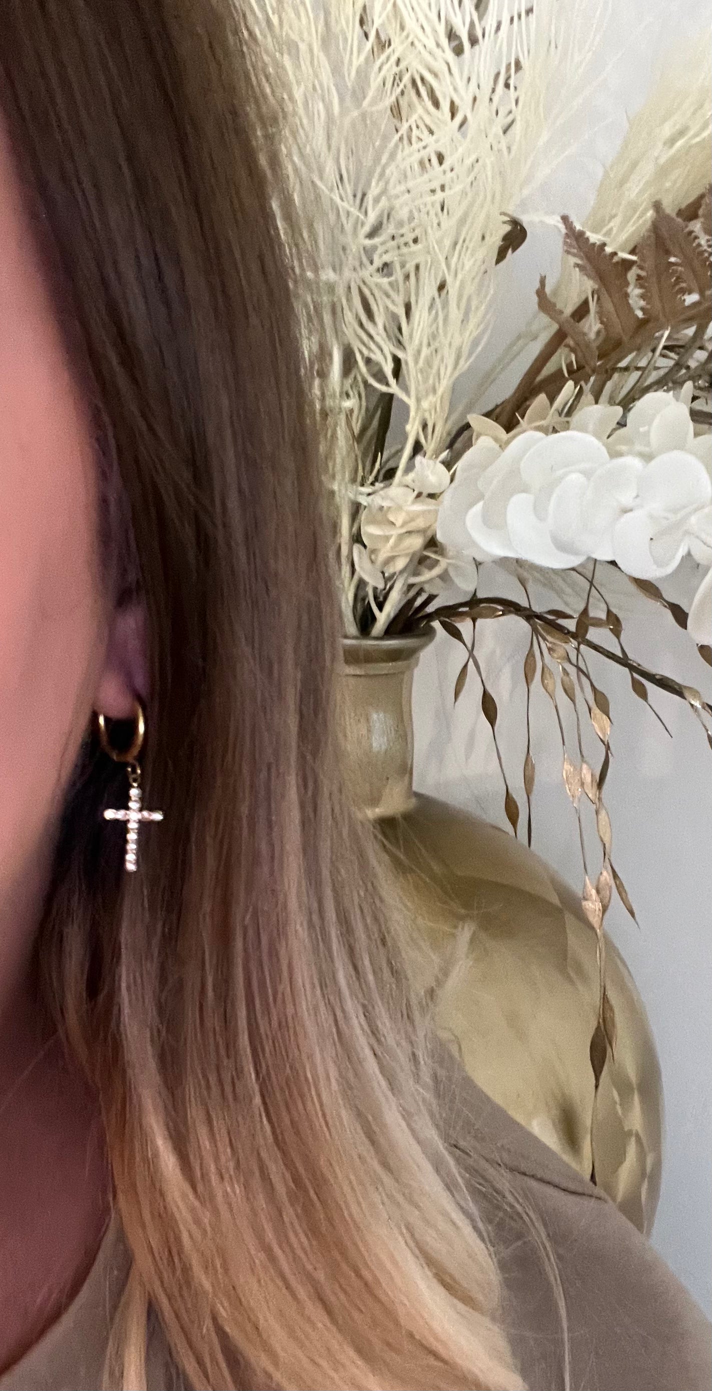 Earrings Cross Strass