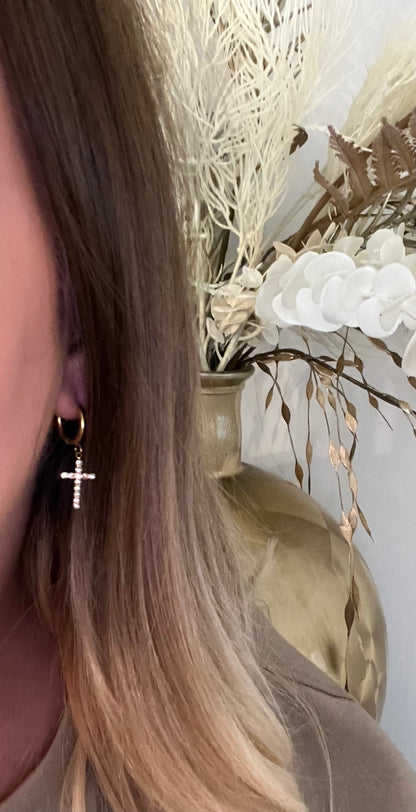 Earrings Cross Strass