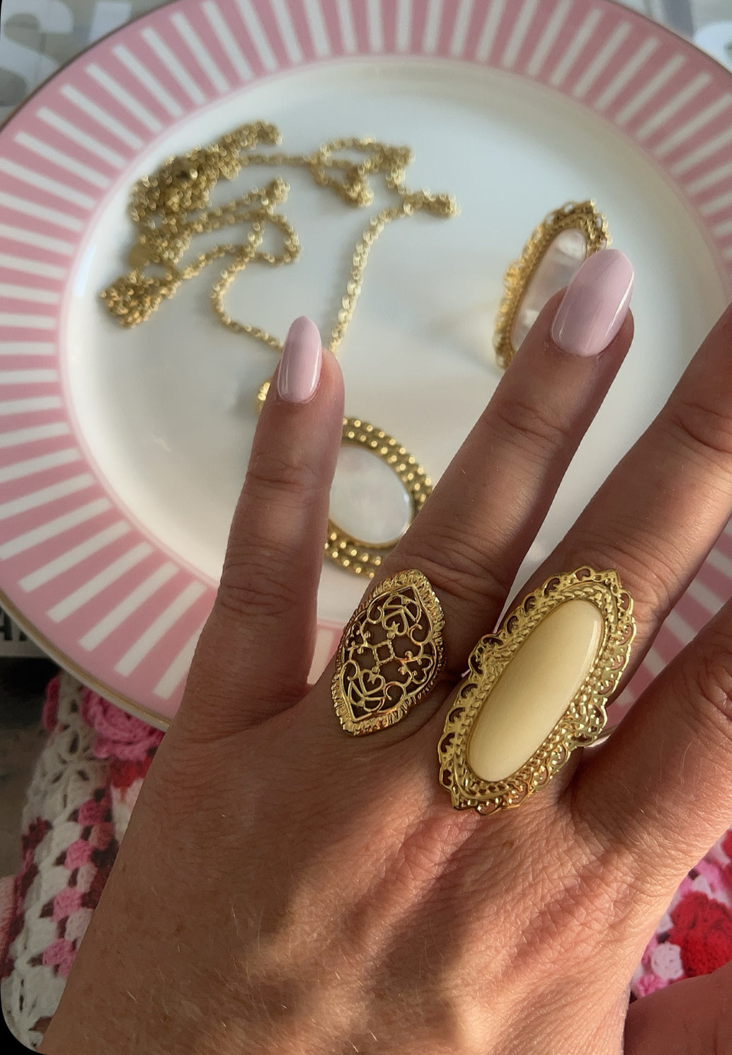 Bague Boho Grosse Pierre Écru | R015