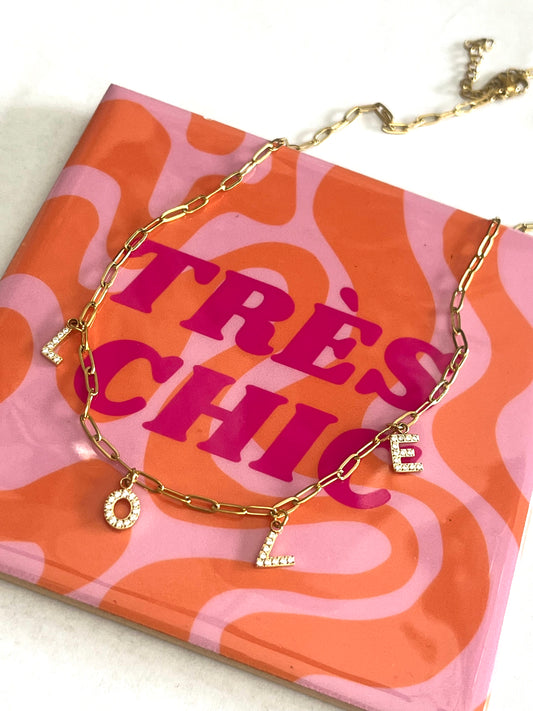 Collier Love Strass | Or