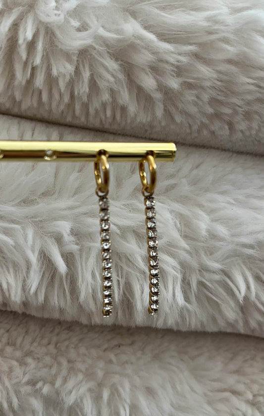 Earrings String Strass | Goud
