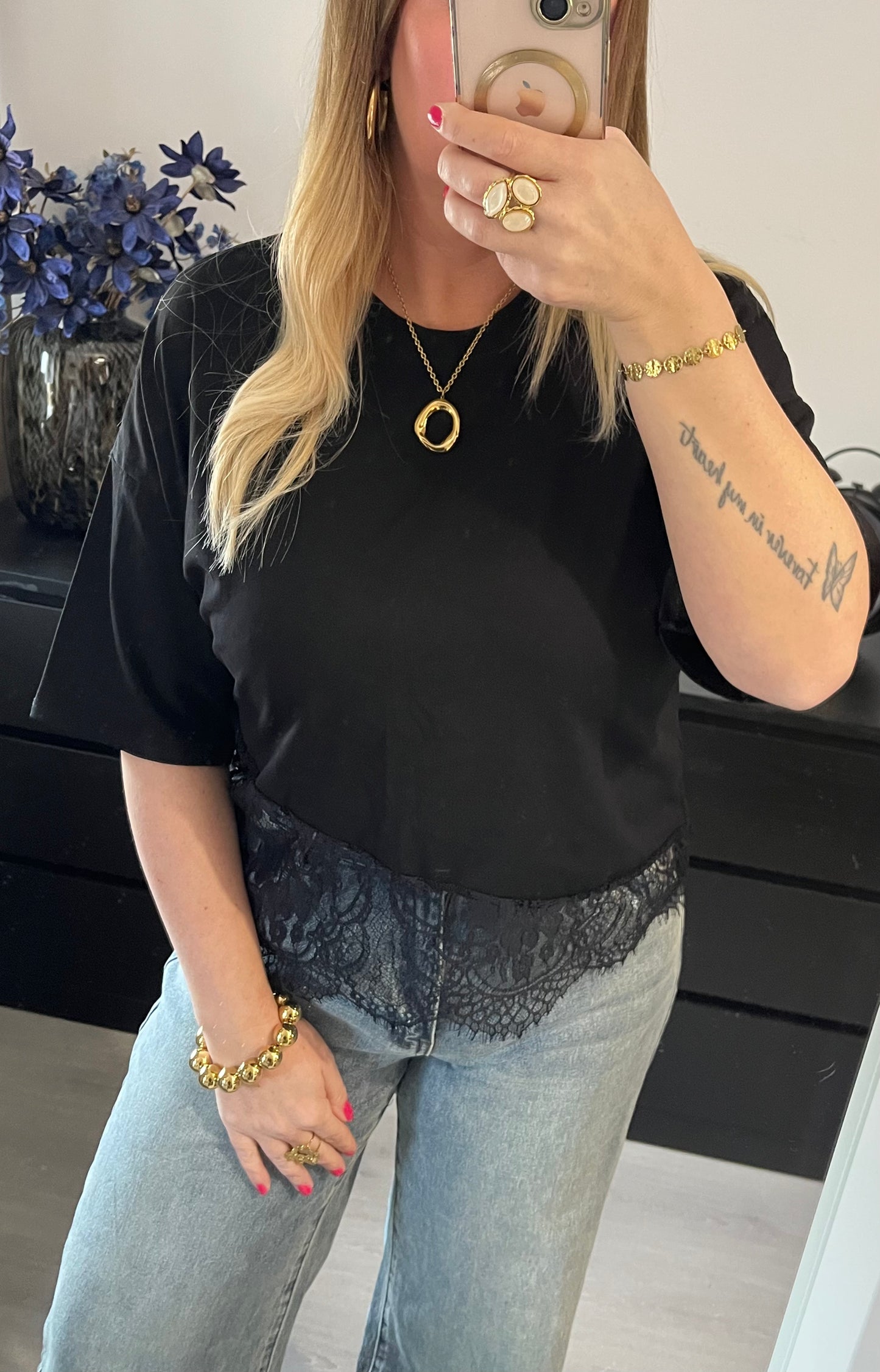Lace Shirt | Zwart