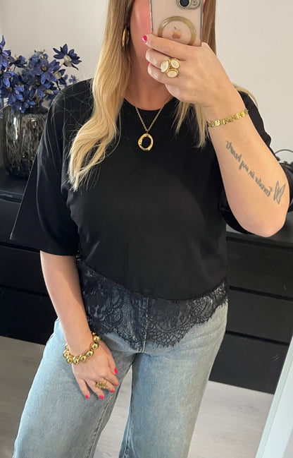 Lace Shirt | Zwart