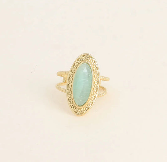 Bohemian Ring Green Stone Small | R003